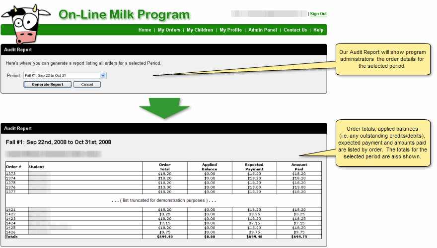 Audit Report Screen Shot